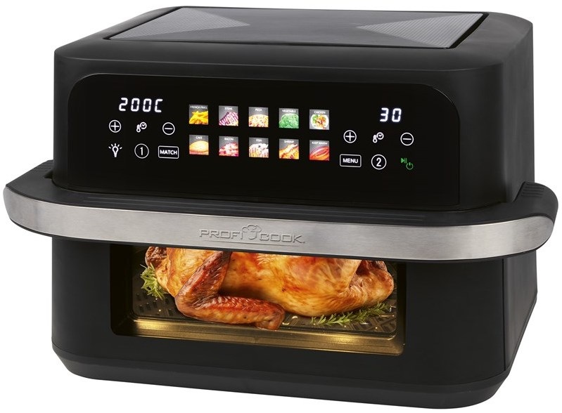 Dvojitá horkovzdušná fritéza ProfiCook PC-FR 1313 H s průhledovým okénkem, dotykovým displejem a kapacitou 10 litrů