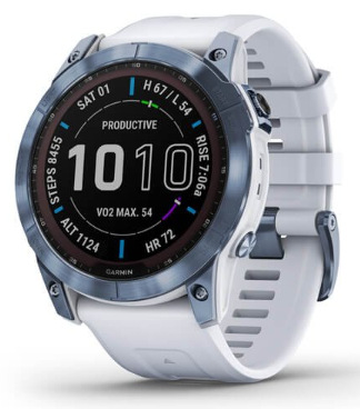 Chytré hodinky Garmin fenix 7X Sapphire Solar - Titan Blue/White Silicone Band