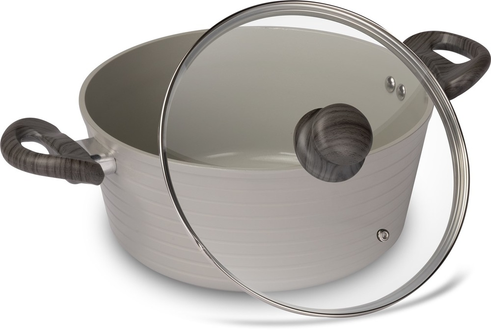 Kastrol s poklicí Lamart LT1268 STRIPE, 24cm šedý