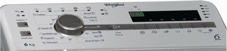 Pračka Whirlpool TDLRS 6230SS EU/N stříbrná Přední panel