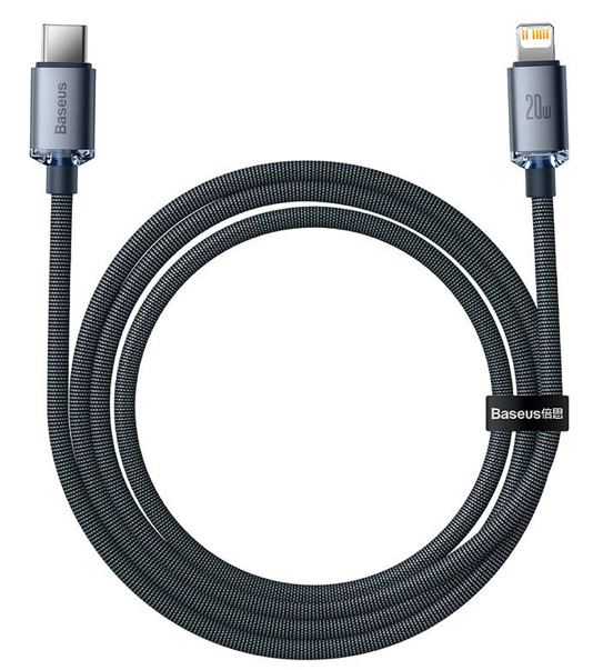 Kabel Baseus Crystal Shine Series USB-C/Lightning 20W 1,2m černý