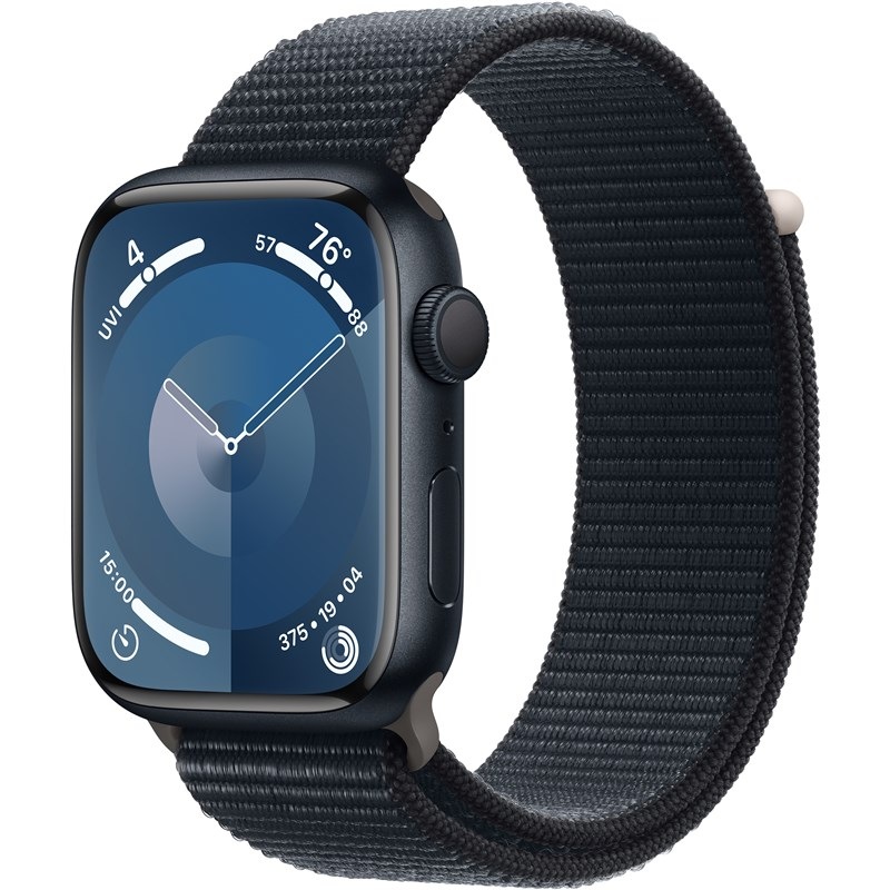 Chytré hodinky Apple Watch Series 9 GPS 45mm pouzdro z temně inkoustového hliníku - temně inkoustový provlékací sportovní řemínek