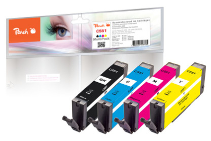 Inkoustová náplň Peach Canon CLI551 MultiPac, 4x8,5 ml vícebarevná