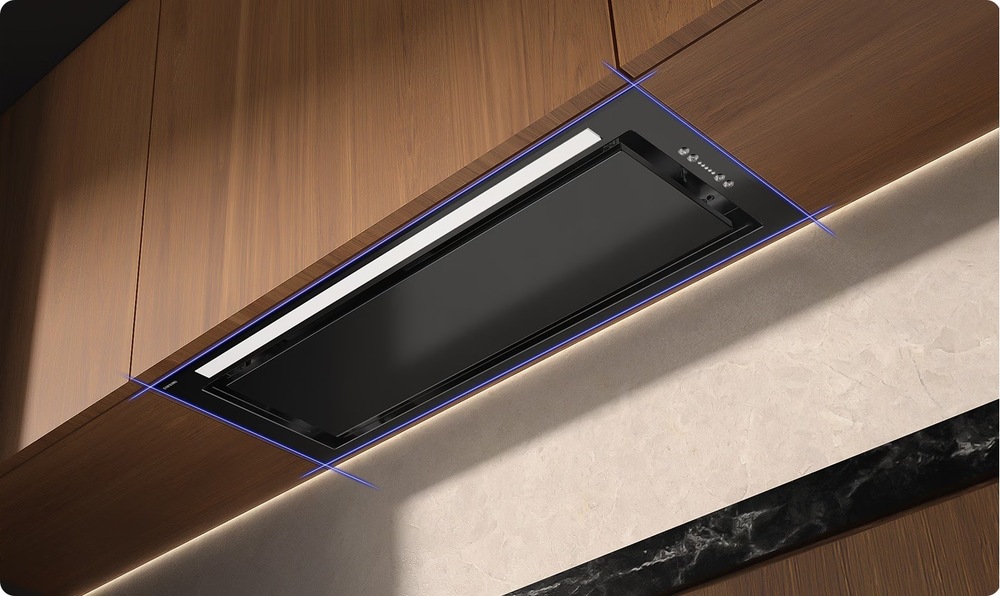 Odsavač par Samsung NK72FG455CS/UR - ukázka digestoře zakomponované do nástěnné skříňky