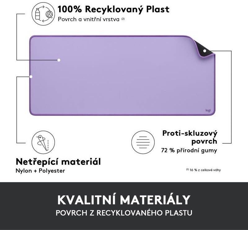 Podložka pod klávesnici a myš Logitech Desk Mat Studio Series. 30 x 70 cm fialová