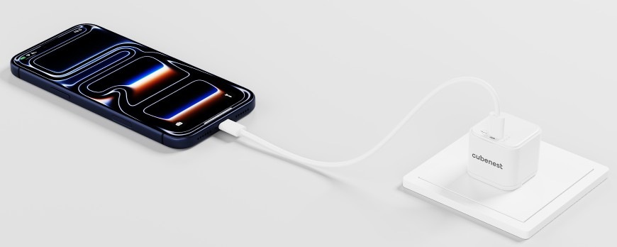 Nabíječka do sítě Cubenest PD Nano Adapter 65W N1D65 bílá Nabíječka do sítě Cubenest PD Nano Adapter N1D65 nabíjí mobilní telefon