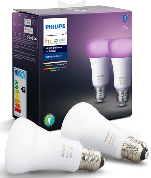 Chytrá žárovka Philips Hue Bluetooth 9W, E27, White and Color Ambiance (2ks)