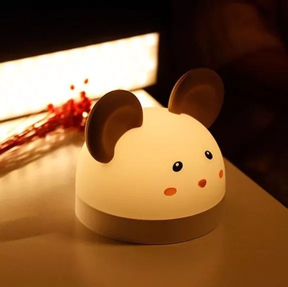 Dětská LED lampička WG Budík/lampička myška bílá