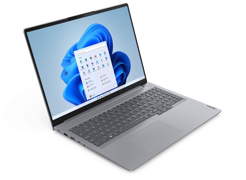 Notebook Lenovo ThinkBook 16p G6 ADR šedý Otevřený a zapnutý notebook Lenovo ThinkBook 16p G6 ADR natočený doprava