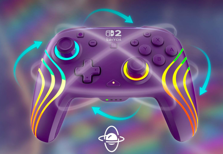 Fialový gamepad Afterglow Wave s integrovaným pohybovým ovládáním