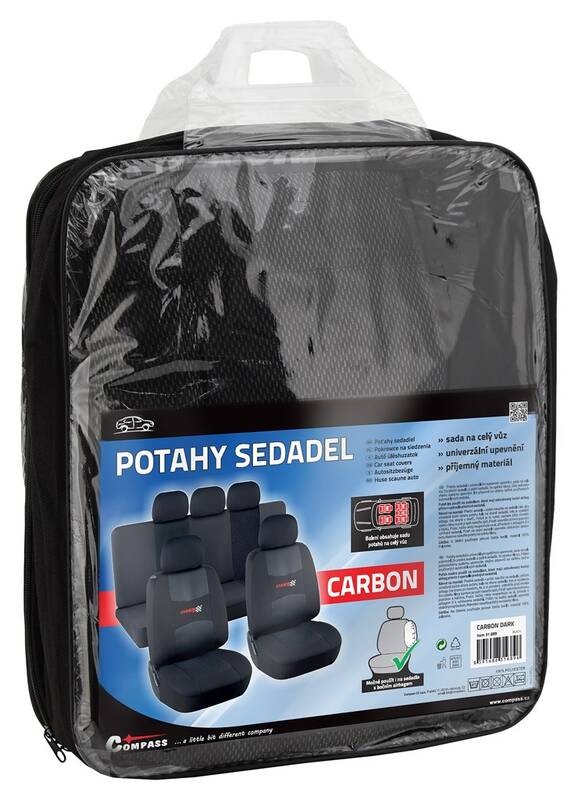 Potahy sedadel Compass CARBON DARK černé AIRBAG 9ks Potahy sedadel Compass CARBON DARK černé AIRBAG 9ks