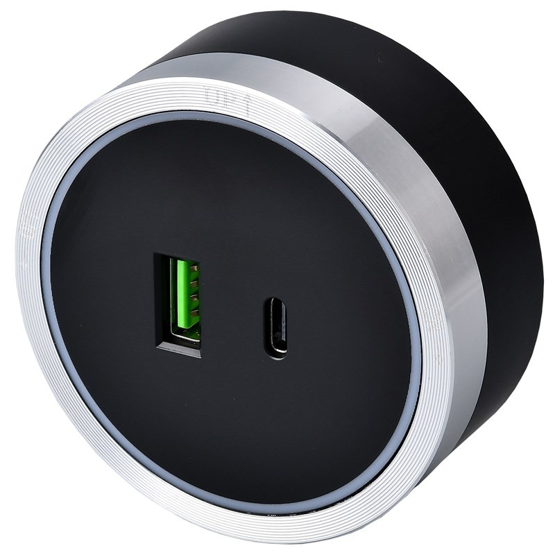 Zásuvkový modul Viking USB, USB-C černý/stříbrný Zásuvkový modul Viking USB, USB-C černý/stříbrný