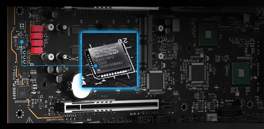 Základní deska ASRock X870E TAICHI LITE Detail integrovaného DAC převodníku a audio obvodů základní desky ASRock X870E Taichi Lite