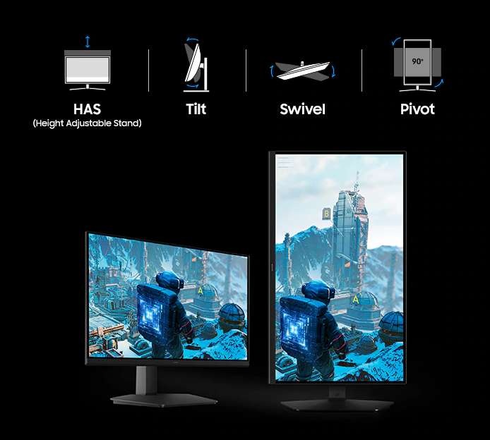 Herní monitor Samsung Odyssey G8 (G80HF) černý Samsung Odyssey G8 (G80HF) myslí i na komfort vzhledem k nastavitelnému stojanu