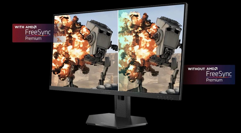 Herní monitor Lenovo Legion 27Q-10 OLED černý AMD FreeSync technologie srovnání na monitoru Lenovo