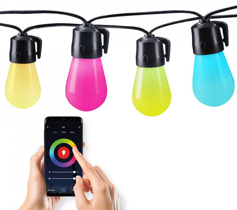 Párty osvětlení Solight 15 žárovek, 14m+6m, 10W, RGB, Bluetooth