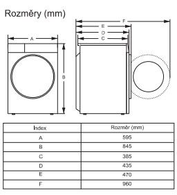 Pračka Gorenje Essential WESI74AS bílá Pračka Gorenje WESI74AS, bílá, rozměry