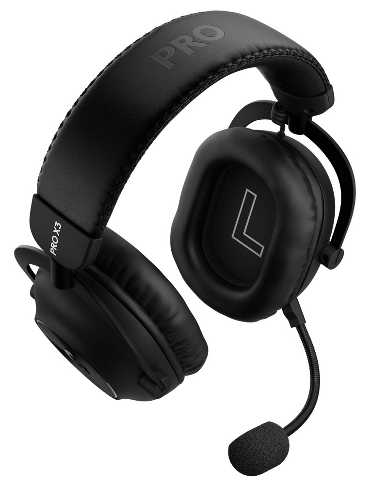 Headset Logitech PRO X3 LIGHTSPEED Wireless černý Herní headset Logitech PRO X 3 LIGHTSPEED Wireless s odnímatelným mikrofonem v detailním produktovém záběru