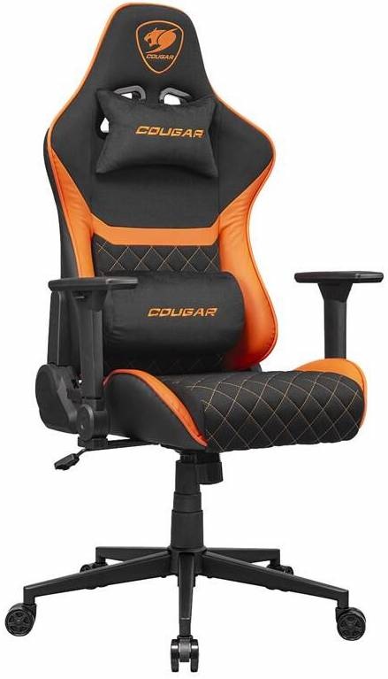 Herní židle Cougar Armor One V2 F v černooranžovém provedení s hlavovým a bederním polštářem