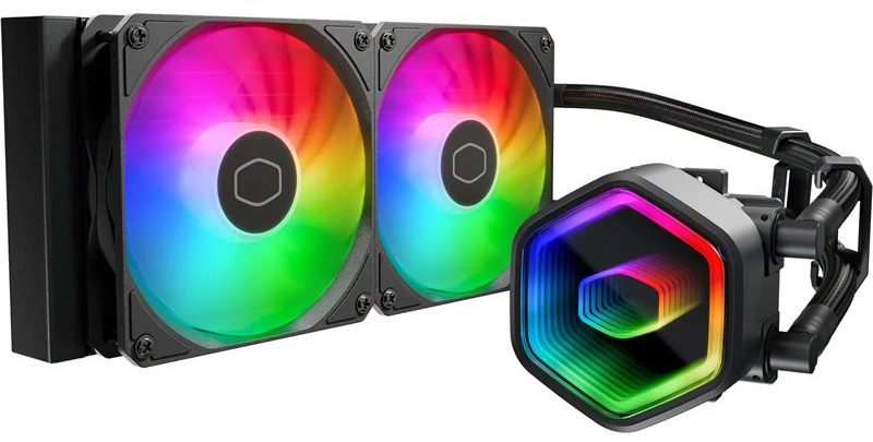 Vodní chladič Cooler Master MasterLiquid 240 Core II se dvěma ventilátory, černá barva