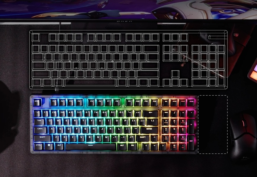 Klávesnice HyperX Origins 2 1800 – kompaktní rozložení 1800 oproti plné velikosti