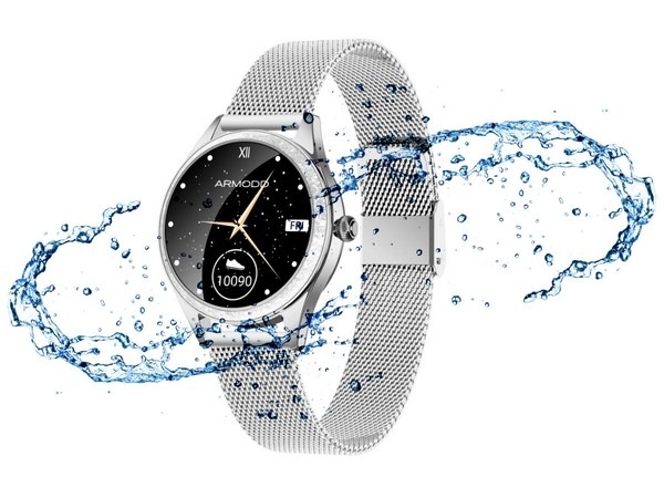 Chytré hodinky ARMODD Candywatch Crystal 2 stříbrná s bílým koženým řemínkem