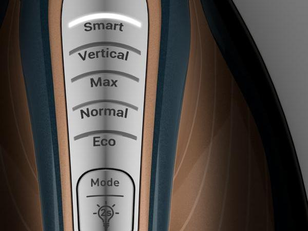 Žehlicí systém Tefal GV9920E0 Pro Express Vision Max modrý/měděný 5 nastavení na rukojeti žehličky Tefal GV9920E0 Pro Express Vision Max