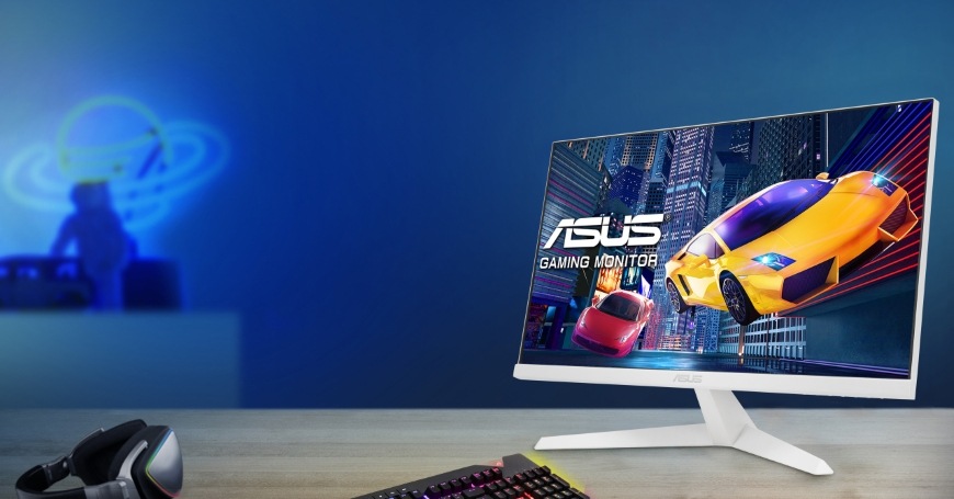 Pracovní stůl s elegantním monitorem Asus z řady Eye Care