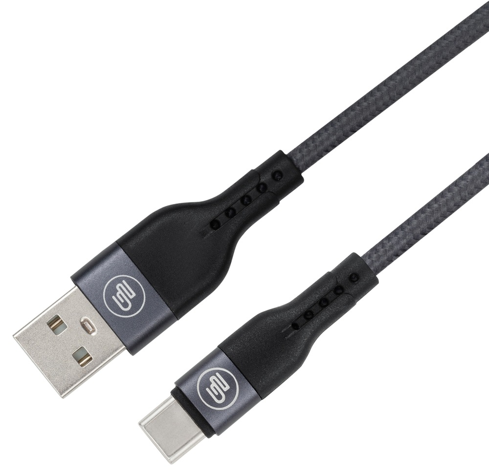 Odolný pletený kabel USB-A na USB-C v grafitově šedé barvě s kovovými konektory