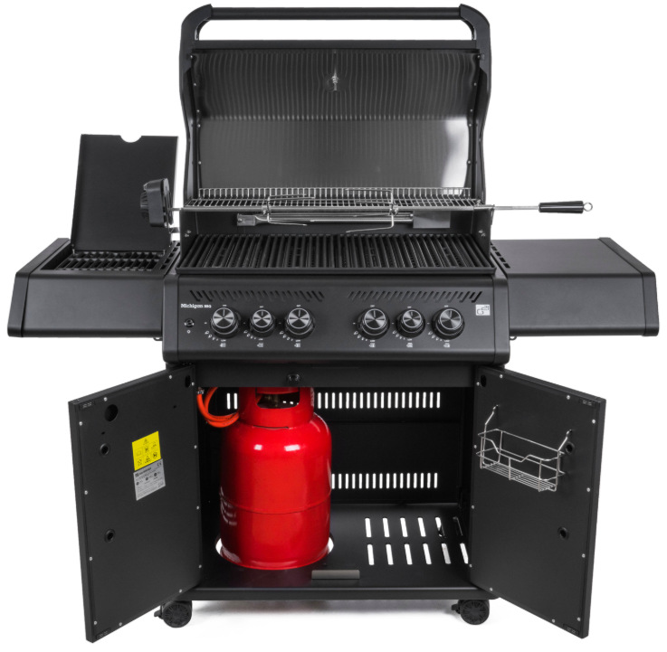 Otevřený gril G21 Michigan BBQ Premium Line s grilovací jehlou a prostorem pro plynovou láhev