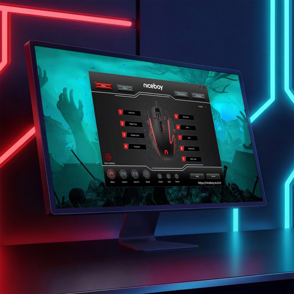 Myš Niceboy ORYX M420 černá Počítač se softwarem ORYX pro nastavení herní myši Niceboy ORYX M420