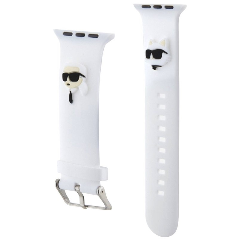 Řemínek Karl Lagerfeld Karl and Choupette na Apple Watch 42/44/45mm bílý
