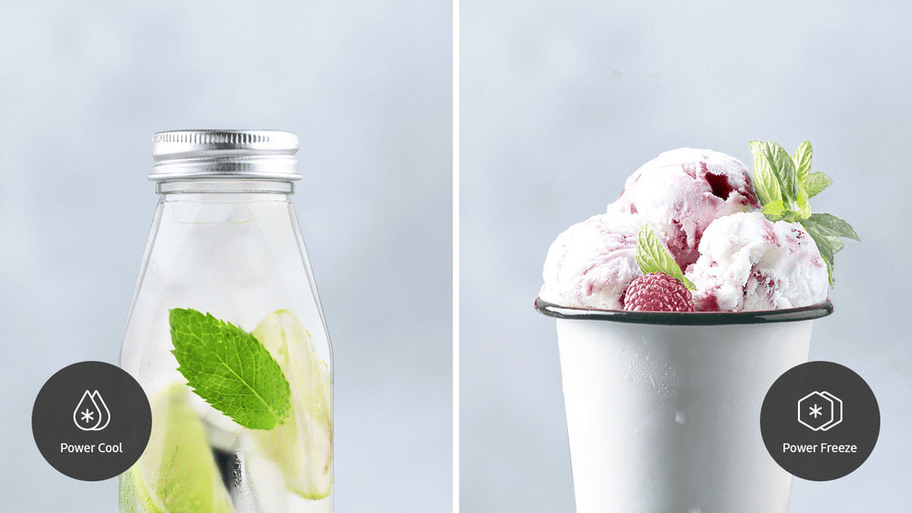Vychlazená láhev a mražená zmrzlina - funkce PowerCool a PowerFreeze