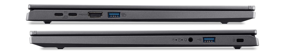Notebook Acer Aspire 15 (A15-61M-R7QD) šedý Notebook Acer Aspire 15 (A15-61M-R7QD) z obou profilů s portovou výbavou