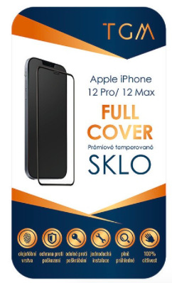 Tvrzené sklo TGM Full Cover na Apple iPhone 12/12 Pro černé Tvrzené sklo TGM Full Cover na Apple iPhone 12/12 Pro černé