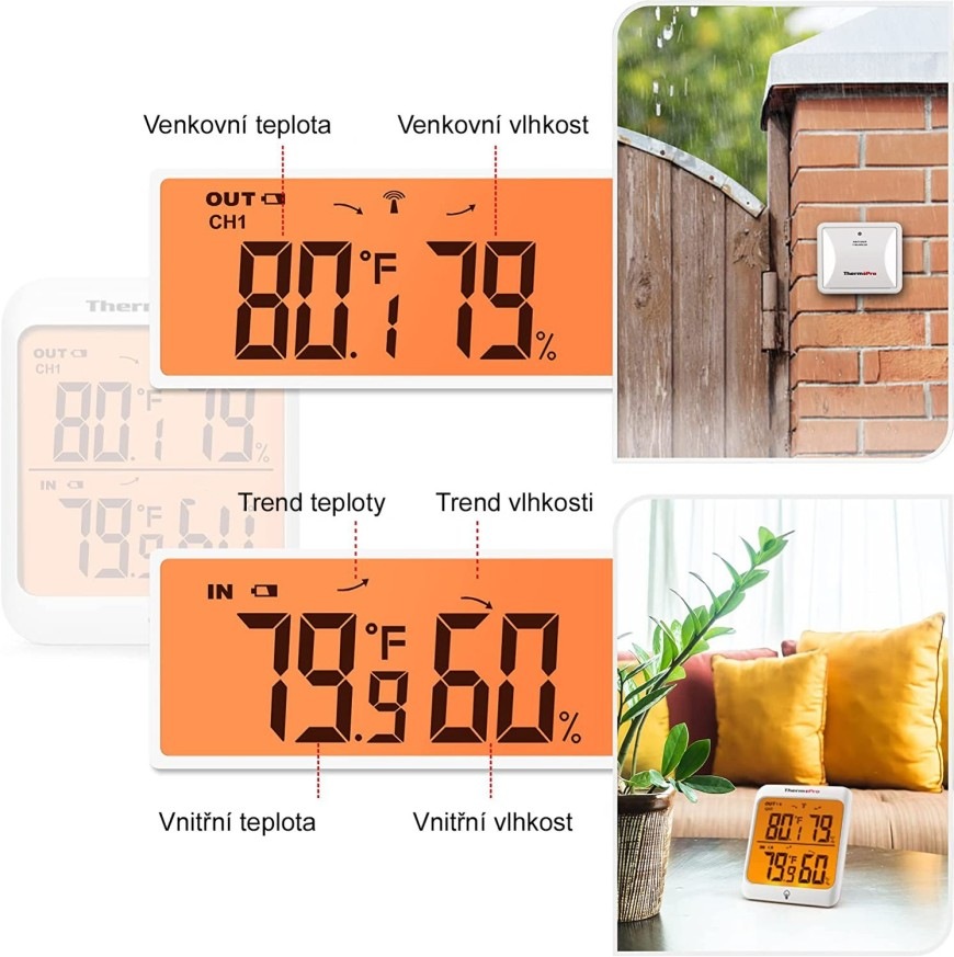 Teploměr ThermoPro TP63 bílý Teploměr s vlhkoměrem ThermoPro TP63