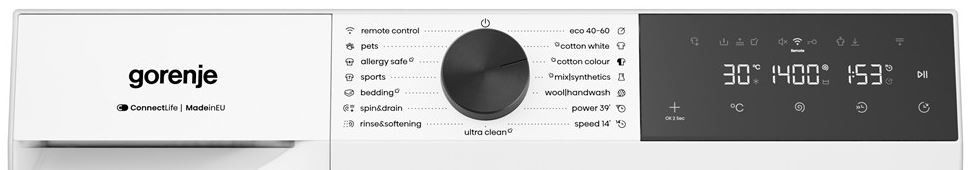 Pračka Gorenje G400 WG494A11 UltraClean bílá ovladací panel pračky Gorenje WG494A11 UltraClean