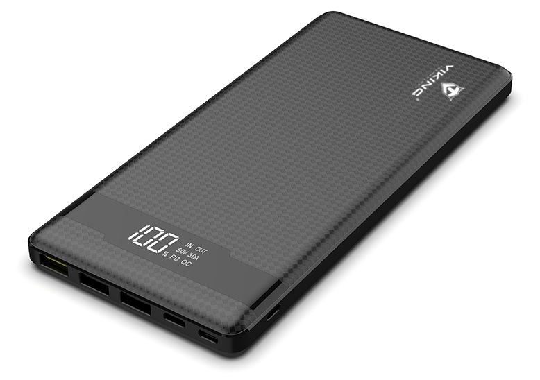 Powerbanka Viking 20000 mAh, QC 3.0, USB-C, Lightning černá