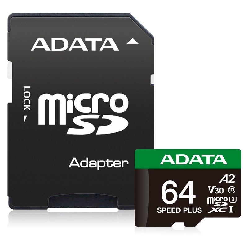 Paměťová karta ADATA Speed Plus MicroSDXC 64GB, U3 (160R/140W) + SD adaptér