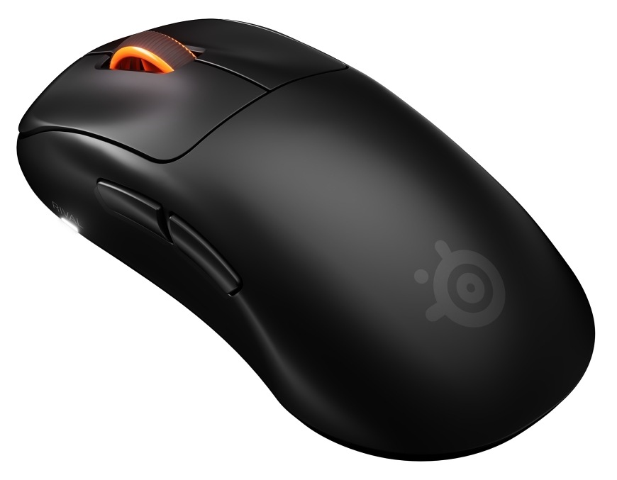 Myš SteelSeries Rival Pro WL černá Černá bezdrátová herní myš SteelSeries Rival Pro se dvěma bočními tlačítky a oranžovým kolečkem