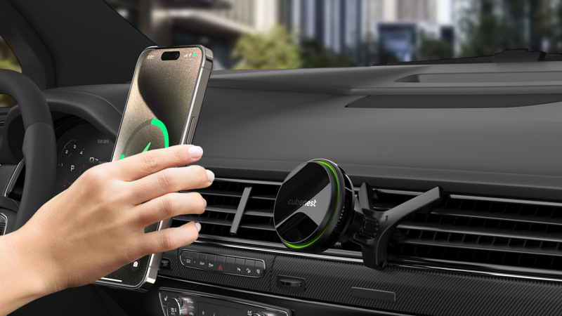 Držák na mobil Cubenest S1C2 Magnetic, nabíjení, aktivní chlazení černý Držák na mobil Cubenest S1C2 Magnetic, nabíjení, aktivní chlazení černý