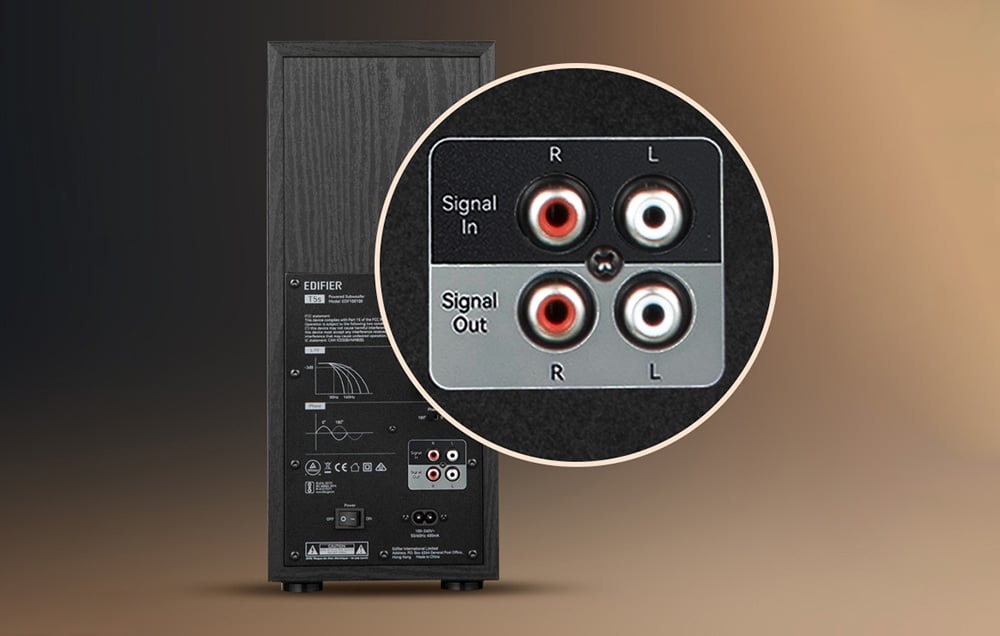 Pro připojení zařízení k subwooferu Edifier T5s využijte RCA konektory