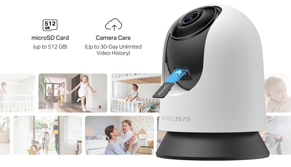 IP kamera Mercusys MC230 bílá IP kamera Mercusys MC230 podporuje ukládání dat na cloud i paměťovou kartu