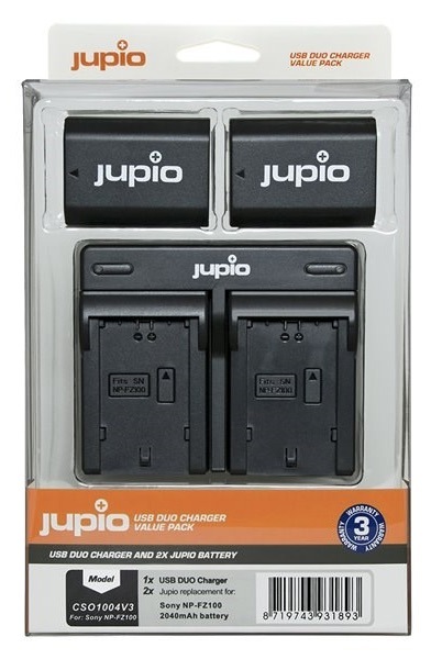 Baterie Jupio pro fotoaparáty Sony s kapacitou 2 040 mAh, duální nabíječka 
