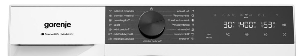 Pračka Gorenje G400 W484A3 UltraClean bílá ovládací panel pračky Gorenje W484A3 UltraClean