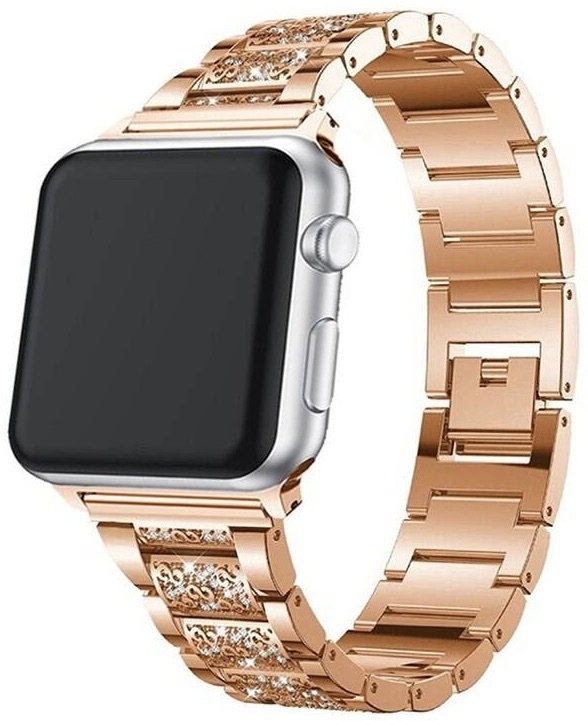 Řemínek WG extra, kovový, na Apple Watch 42/44/45/49 mm + adapter - rose gold
