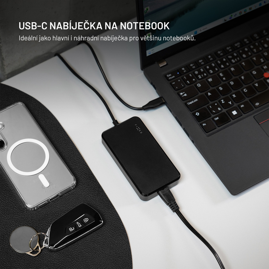 Adaptér FIXED GaN USB-C 65 W jako hlavní i náhradní nabíječka notebooku