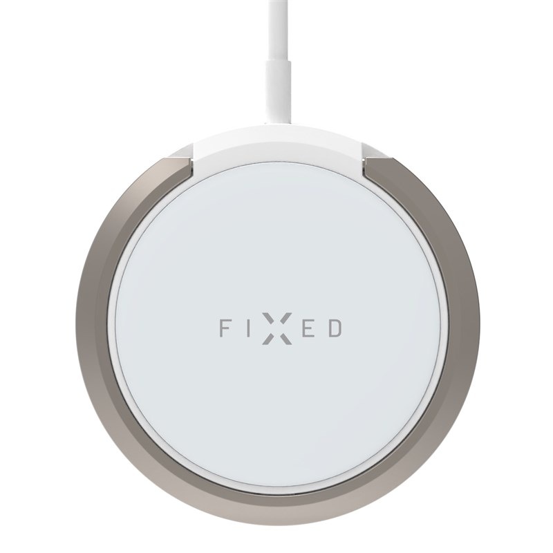 Bezdrátová nabíječka FIXED MagPad s podporou uchycení MagSafe a stojánkem, 15W bílá