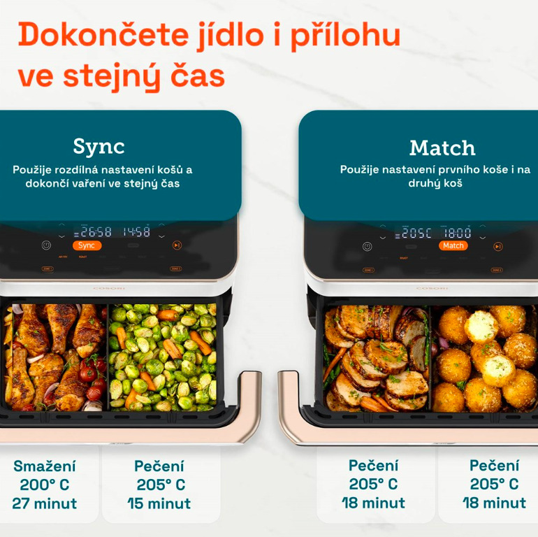Fritéza horkovzdušná Cosori TF101S Dual Blaze TwinFry, 10 l