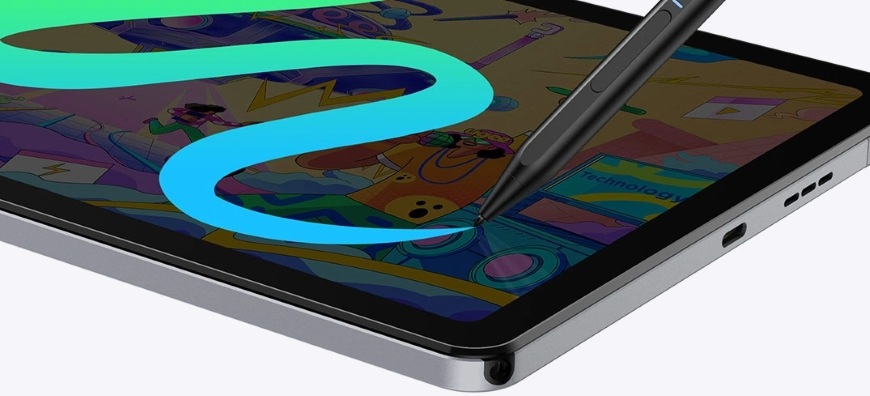 Grafický tablet UGEE UT2 černý Detail pera kreslícího na plochu tabletu UGEE UT2